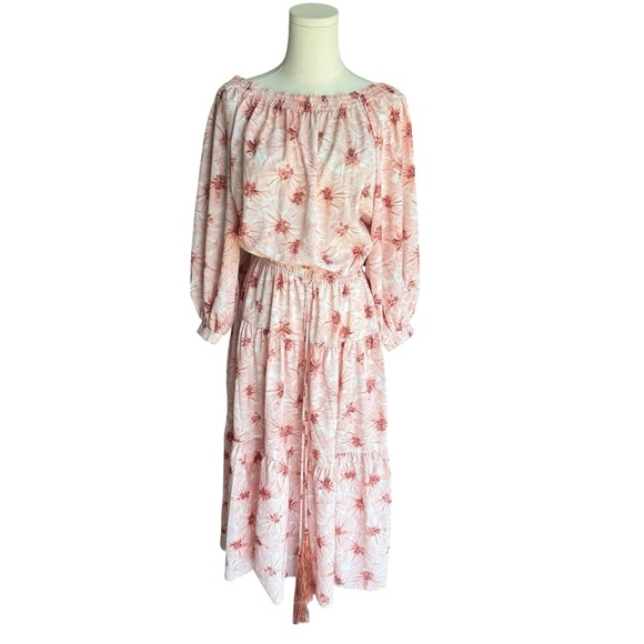 ALEXIS - Tilia Pink Floral Print Off The Shoulder Midi Dress Sz S - Picture 2 of 6